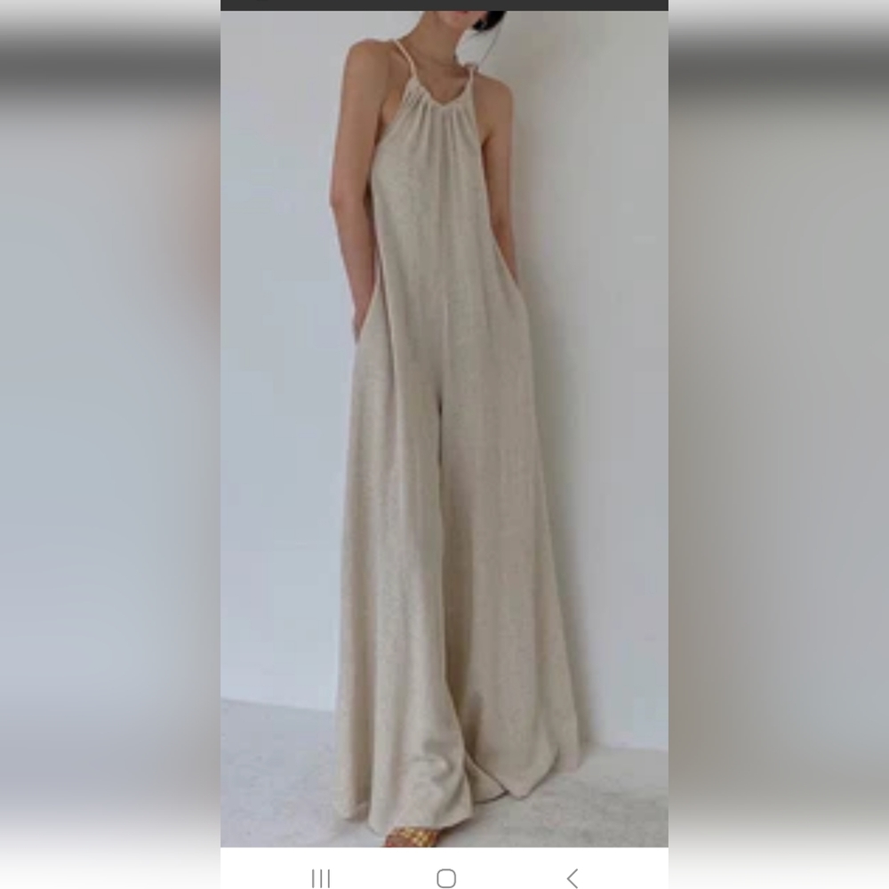 Sanna newyork linen blend halter jumpsuit.